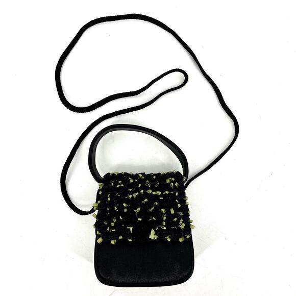 Julie Feldman Black Satin Roses Small evening purse - Picture 6 of 8